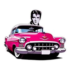 Elvis Presley Pink Cadillac Sticker King Of Rock Roll Dance Hips Music Decal