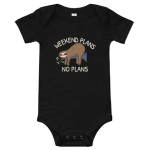 Baby short sleeve one piece No Plans cotton body suit All in one tshirt - Picture 1 of 6