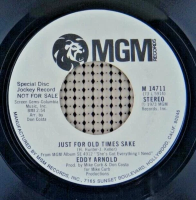 Eddy Arnold ‎– Just For Old times Sake (MGM Records ‎– M 14711) - Image 1 of 2