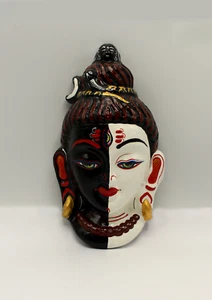 Handbemalte Pappmaché dreiäugige Shiva Wandbehang Maske - Bild 1 von 8