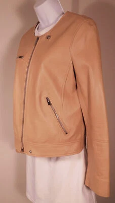 CLUB MONACO Women's Camel Lamb Leather Zip Front Jacket Sz M ($598) - Image 1 of 4