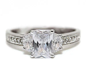 1 Karat behandelter weißer Saphir 925 echt Sterlingsilber Ring Schmuck Größe 6 - Bild 1 von 3