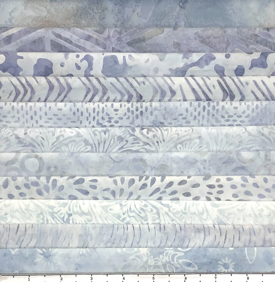 Lote 11 cuartos de grasa gris claro #15 tela Batik Lunn paquete FQ algodón hecho a mano Foto 1 de 4