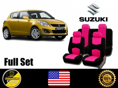 For All Suzuki Pink Seat Covers Full Set High Quality Adjustable Cushioned Fit - Image 1 of 4