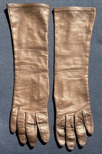 Damen Grandoe braune Lederhandschuhe Größe 7,5 Italien Vintage klassisch - Bild 1 von 3
