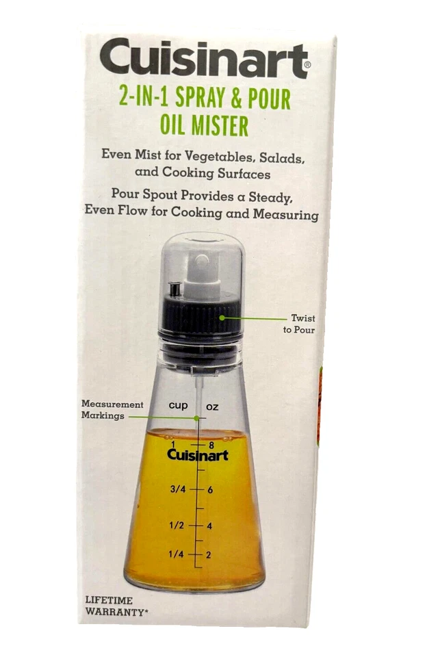 Cuisinart 2-In-1 Spray & Pour Measuring Oil Mister Ideal for Sauteing & Grilling