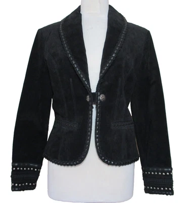 Cripple Creek Black Suede Jacket Studded Western Style S Women - Image 1 of 4