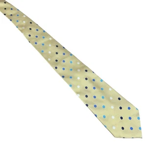 Van Heusen Silk Tie Yellow Blue & White Polka Dots L: 58” W: 4” - Picture 1 of 6