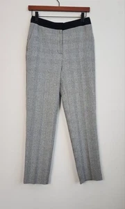 M&S Ankle Grazer Trousers Size 6 Grey Check Dogtooth Cigarette Pants Office Work - Picture 1 of 5