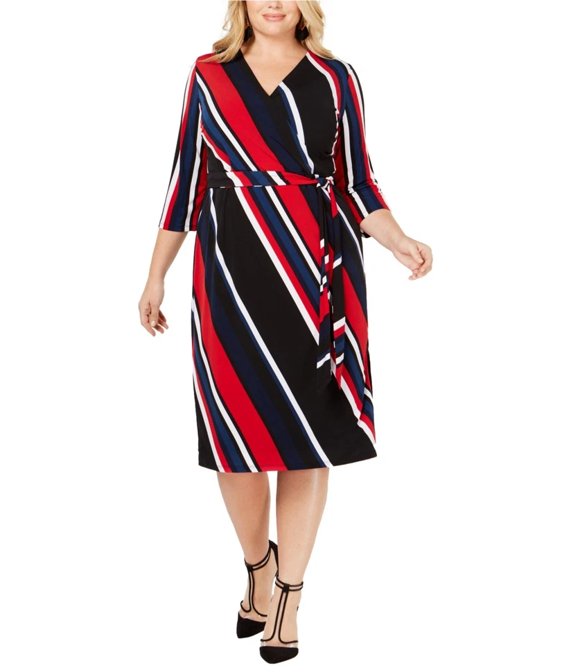 I.N.C Womens Striped Wrap Dress - Image 1 of 1