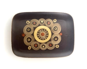 Brown Vtg Denby Samarkand Arabesque 13” Rectangular Platter/Tray, 1-3/4" by 10" - Picture 1 of 7