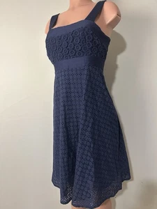 Donna Morgan Women’s Fit & Flare Dress 100%Cotton Belted Eyelet Lace Lined Sz 14 - Picture 1 of 15