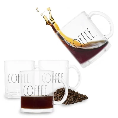 Clear Glass Coffee Mug Set - Set of 4-16 Ounce Rainbow Glass Coffee Mugs Labe... - Image 1 of 4