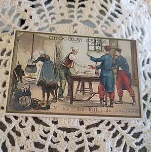 Anuncio Sadia Chocolat 1880 Tarjeta Comercial Francesa Militar Nº 21 Le Billet De Logement  - Imagen 1 de 8