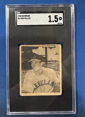 Bob Feller 1948 Bowman #5 SGC 1.5 RC 🔥 Cleveland Indians - Image 1 of 2