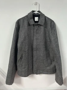 RARE Eidos Napoli 52R Wool Cashmere Full Zip Black White Bomber Jacket Italy - Picture 1 of 9