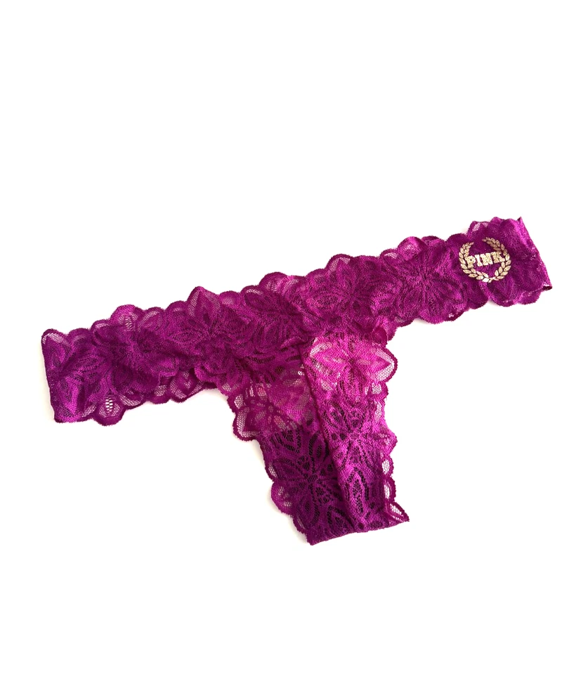 Victoria's Secret 粉色 Allover 花卉花边丁字裤紫色 — 第 1/1 张图片