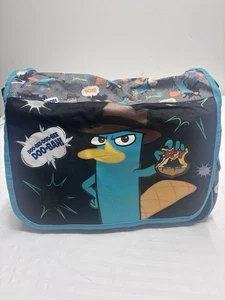 Phineas & Ferb 16" W x 10" H x 5" W Black with Teal Messenger Bag Purse-New! - Picture 1 of 10