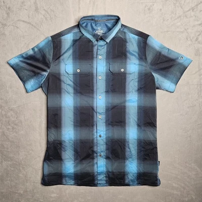Kuhl Response Shirt Mens Small Blue Plaid Button Up Lightweight UPF Wicking - Image 1 of 4
