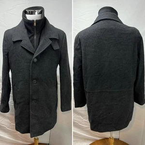 Calvin Klein Men’s 42R Charcoal Gray Pea Coat Quilted Lining Wool Jacket - Picture 1 of 9