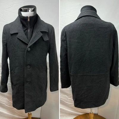Calvin Klein Men’s 42R Charcoal Gray Pea Coat Quilted Lining Wool Jacket - Image 1 of 4