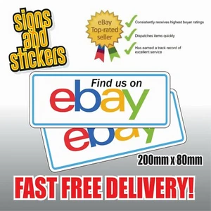 2 AUFKLEBER ""Finden Sie uns"" bei EBAY Social Network Business Shop Medienwerbung - Bild 1 von 1