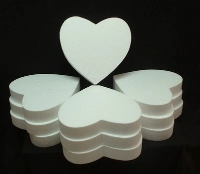 10 piezas. EPS Espuma de Poliestireno CORAZONES 10"X2" Blanco Artesanía Floral Boda Fiesta San Valentín Foto 1 de 4
