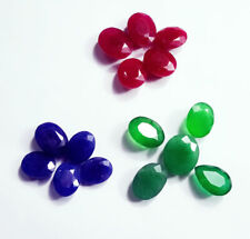 87.60 Ct Loose Gemstone Natural Emerald, Ruby & Blue Sapphire 15 Pcs Oval Shape