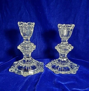Pair (2) Crystal Candlestick Holders 5" - Picture 1 of 7