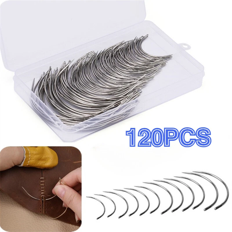 120 PIEZAS Agujas de Cuero Agujas de Coser Curvas Aguja de Tejer para Alfombra Lona Foto 1 de 4