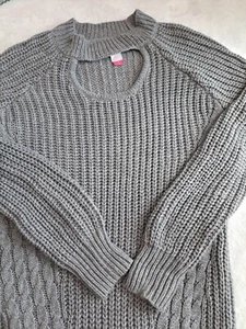 No Boundaries Sweater Dress Junior's Medium 7-9 Gray Keyhole Neck - Picture 1 of 12