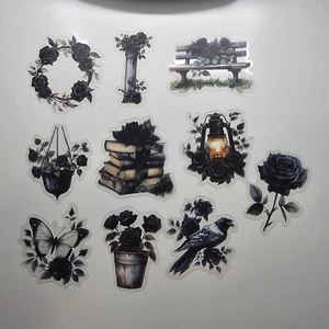 10 Pcs Dark Aesthetic Rose Decals stickers Set, Free Shipping - Picture 1 of 11