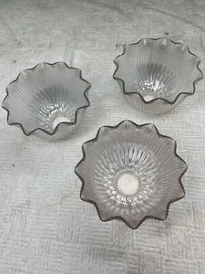 Vtg Victorian Art Deco Holophane Style Glass Lamp Shade Ruffled Ribbed 2 1/4 x8" - Picture 1 of 6