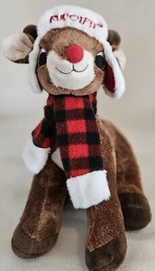 Rudolph das Rentier mit der roten Nase Plüsch rot kariert Schal Mütze 11 Zoll Dan Dee Weihnachten - Bild 1 von 13