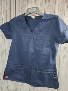 Top Dickies Scrubs solo blu manica corta collo a V taglia piccola donna o uomo! - Foto 1 di 11