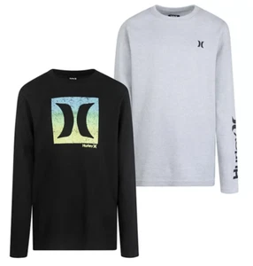Hurley Boys 2-Pack Thermal Logo Tees, Long Sleeve Waffle T-Shirt Youth Sizes S-M - Picture 1 of 6