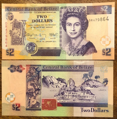 Belize 2 Dollars 2017 Banknote World Paper Money UNC Bill Note Central America Cover