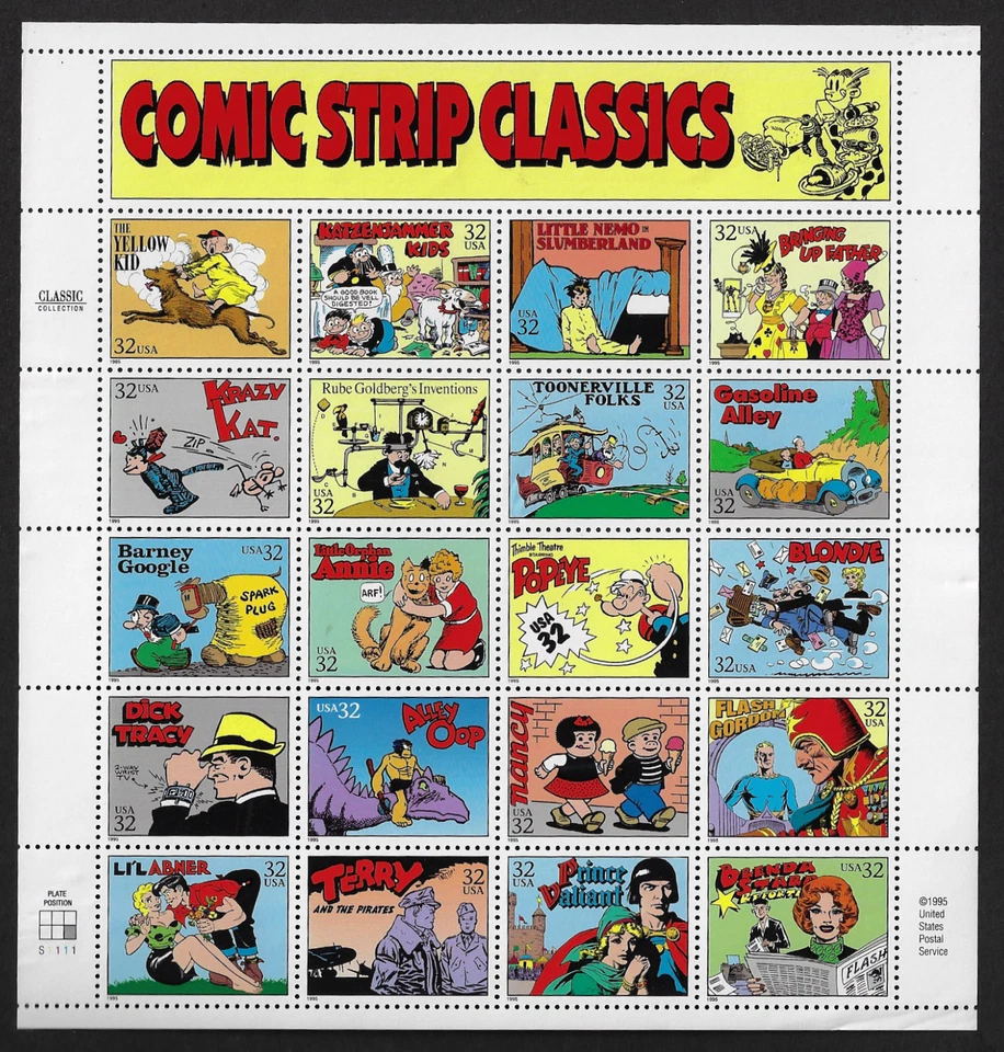 US Stamps — Full Pane of 20 — 1995, Comic Strip Classics #3000 MNH - Image 1 of 1
