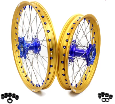 KKE 21/18'' Cast Wheels Rims Fit Yamaha YZ125 YZ250 1999-2025 YZ250F YZ450F Gold - Image 1 of 4