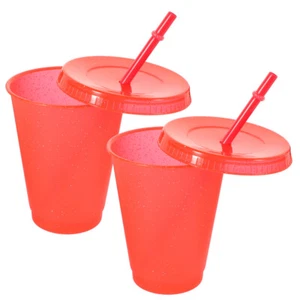 2 Pcs Creative Water Cup Travel Reusable Cups with Lids and Straws - Picture 1 of 12