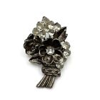 Vintage 1950er Jahre Antik Silber Blumenstrauß Strass Akzent Brosche Pin