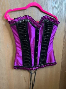 Velvet Kitten Damen Medium Korsett Metallic Violett Lila & Schwarz Schnürung Neu mit Etikett - Bild 1 von 6