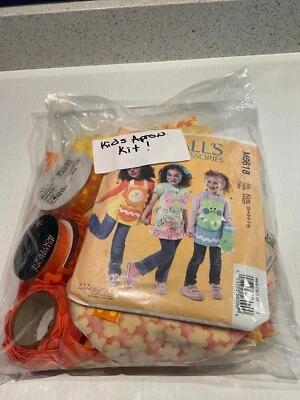 kids apron kit unfinished project pattern M6618 cut fabric trim started pieces - Image 1 of 4