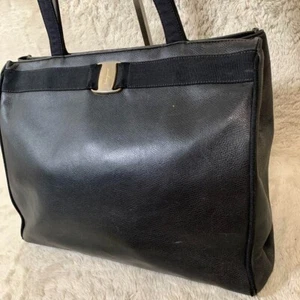 Salvatore Ferragamo Leather Shoulder Bag Tote Bag Auth Black Used From Japan - Picture 1 of 20