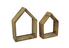 Set of 2 House Shaped Wooden Wall Mounted Shelves