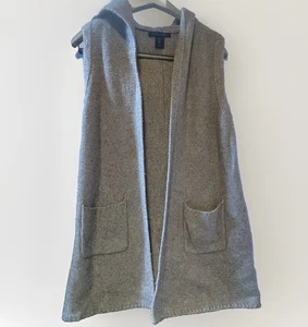 Maglione donna Tahari taglia small beige aperto tasche davanti smanicato lana gilet - Foto 1 di 4