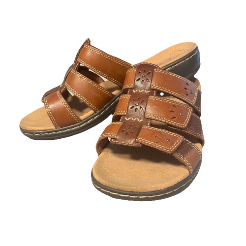 Sandali donna Clarks marroni taglia 8 5 pelle regolabili 3 cinturini comodi usati in ottime condizioni