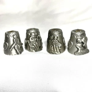 Collectable Pewter Thimbles Norman Rockwell Lot of 4 Numbered Signed N. Giff - Picture 1 of 6