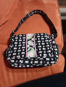 Vera Bradley Pink Elephants Design Shoulder Bag - Picture 1 of 6