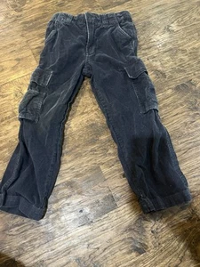 Navy Corduroy Cargo Pants Size 6 Boys Adjustable Waist - Picture 1 of 2